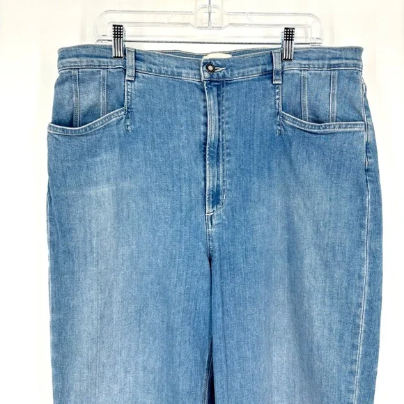 Favorite Daughter Jordie Wide Leg Jeans Sz 34 Long Super High Rise Blue Cotton - Picture 8 of 16
